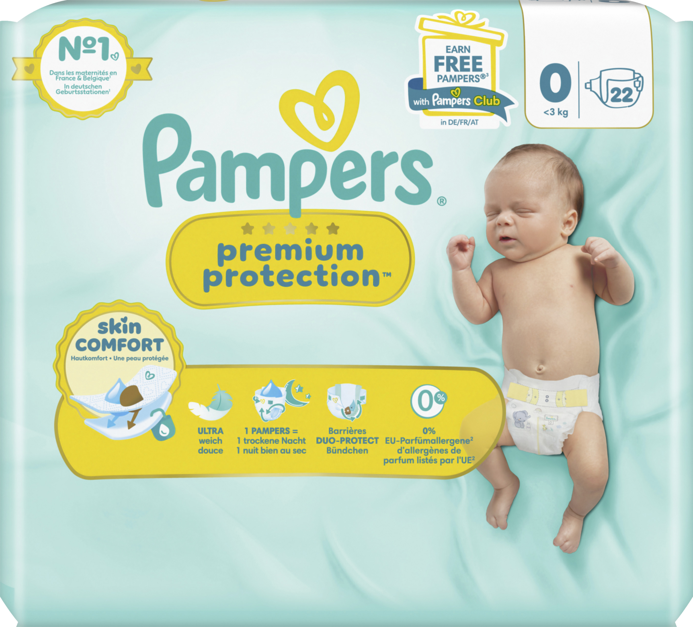 Pampers Premium Protection luiers maat 0 | 22 stuks